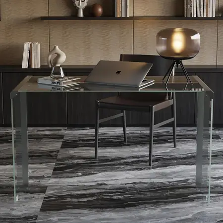 51.18 inches modern tempered glass computer desk