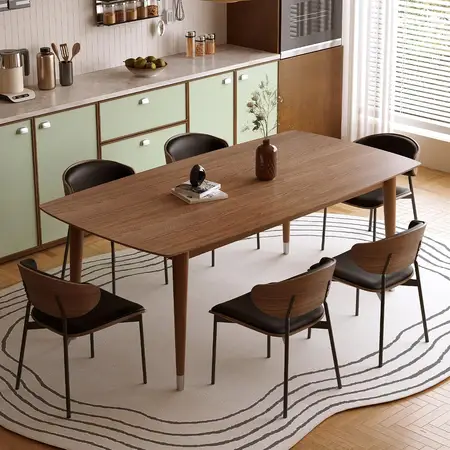 62.9 inches solid wood dining table with tapered legs