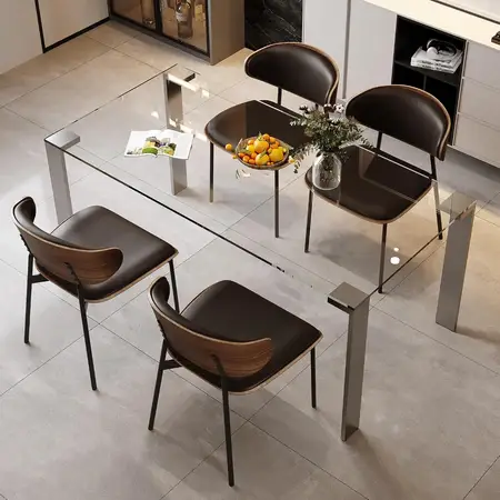 66.9 inches modern tempered glass dining table