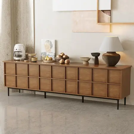 86 inches modern solid wood media console