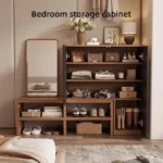 black and walnut corner shoe organizer with 4 tiers 4