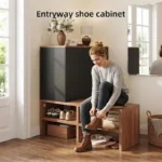 black and walnut corner shoe organizer with 4 tiers 5