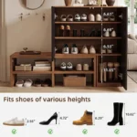 black and walnut corner shoe organizer with 4 tiers 6