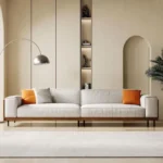 extra wide mid century modern sofa with removable cushion covers 4