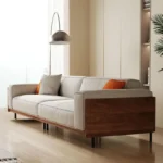 extra wide mid century modern sofa with removable cushion covers 6