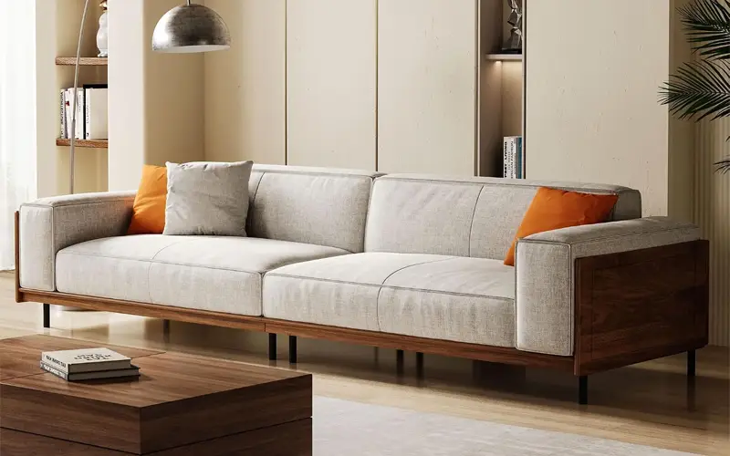 extra wide mid century modern sofa with removable cushion covers feature 1