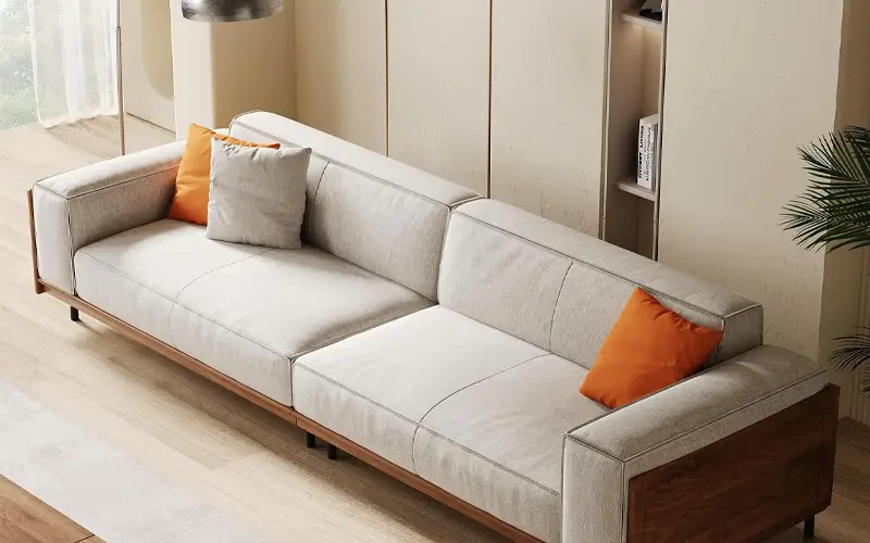 extra wide mid century modern sofa with removable cushion covers feature 2