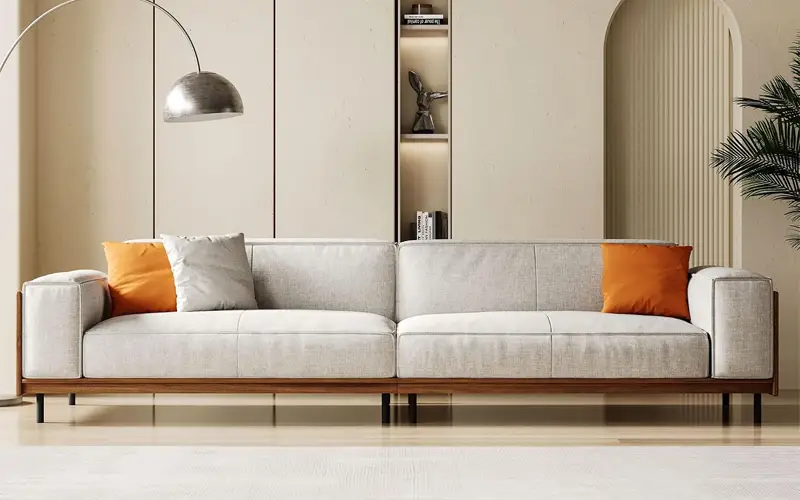 extra wide mid century modern sofa with removable cushion covers feature 3