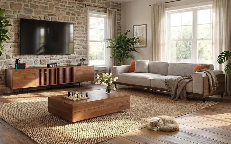 four seater living room couch with foam cushions and metal legs feature 3