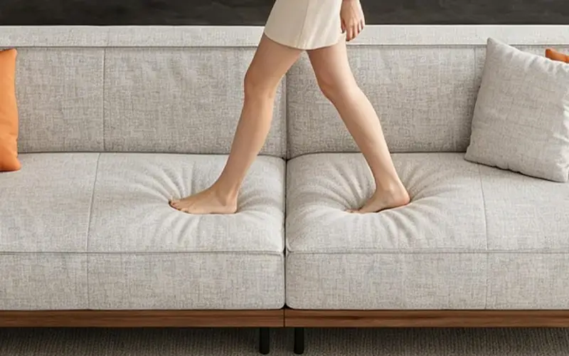 four seater living room couch with foam cushions and metal legs feature 4