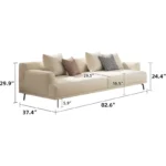 grey cotton linen deep seat sofa with metal legs 3