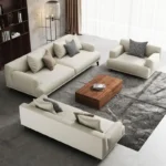 grey cotton linen deep seat sofa with metal legs 7