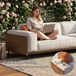 grey linen patio sofa with removable cushions 5
