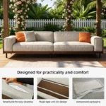 grey linen patio sofa with removable cushions 6
