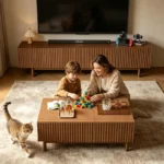 mid century modern coffee table with hidden compartment and drawers 4