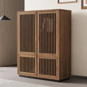 mid century modern engineered wood pantry cabinet 1