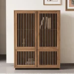 mid century modern engineered wood pantry cabinet 2
