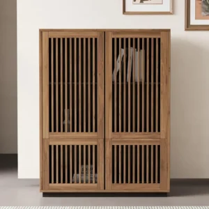 mid century modern engineered wood pantry cabinet 2
