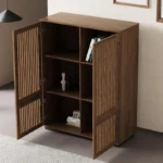 mid century modern engineered wood pantry cabinet 6
