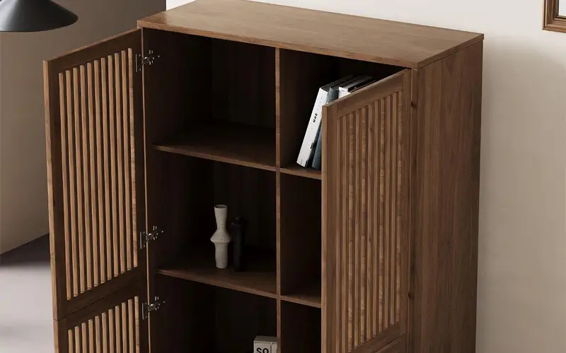 Slatted Doors with Walnut-Tone Grain