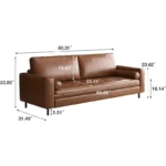 mid century modern faux leather sofa with tufted cushions 2