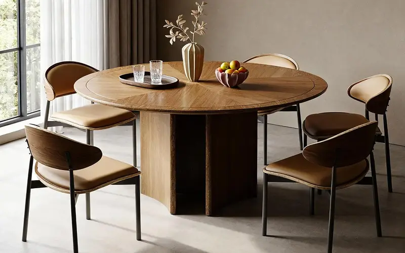 A Central Base with Faux-Leather Detail