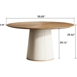 mid century modern walnut finish dining table with wrapped pedestal base 2