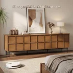 mid century wide tv stand with six drawers 6