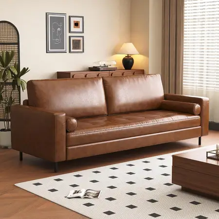 modern faux leather 3 seater sofa couch