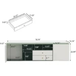 modern media console with 4 open shelves and 2 drawers 3