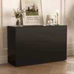 nesscarsti 47 24 inch black buffet cabinet with glass doors and 2 drawers 6