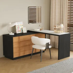 nesscarsti 47 to 85 inch extendable vanity desk with 6 drawers 2
