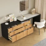 nesscarsti 47 to 85 inch extendable vanity desk with 6 drawers 4