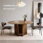 nesscarsti 59 inch round dining table with parquet veneer top 5