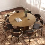 nesscarsti 59 inch round dining table with parquet veneer top 6