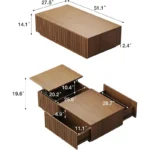 nesscarsti 86 61 inch walnut finish tv stand and lift top coffee table set 4