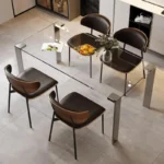 nesscarsti clear tempered glass dining table for 4 to 6 1