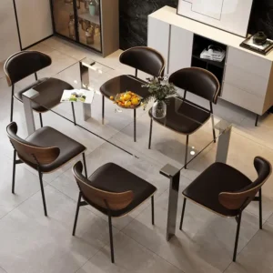 nesscarsti clear tempered glass dining table for 4 to 6 2