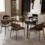 nesscarsti clear tempered glass dining table for 4 to 6 3