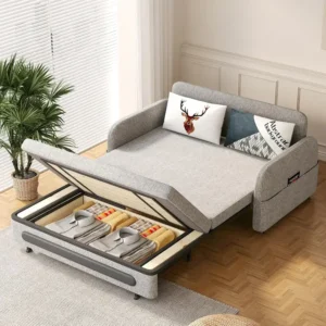 pull out futon sofa bed with linen blend upholstery 1