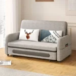 pull out futon sofa bed with linen blend upholstery 2