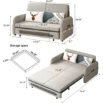 pull out futon sofa bed with linen blend upholstery 3