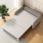 pull out futon sofa bed with linen blend upholstery 4