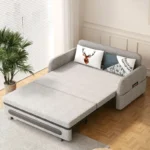 pull out futon sofa bed with linen blend upholstery 5