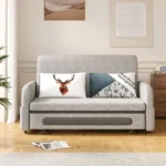 pull out futon sofa bed with linen blend upholstery 6