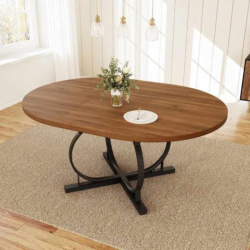 walnut extendable dining table for 4 6 with metal x base 1 walnut extendable dining table for 4 6 with metal x base 1