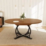 walnut extendable dining table for 4 6 with metal x base 3
