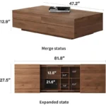 walnut finish two piece living room furniture set with storage 4