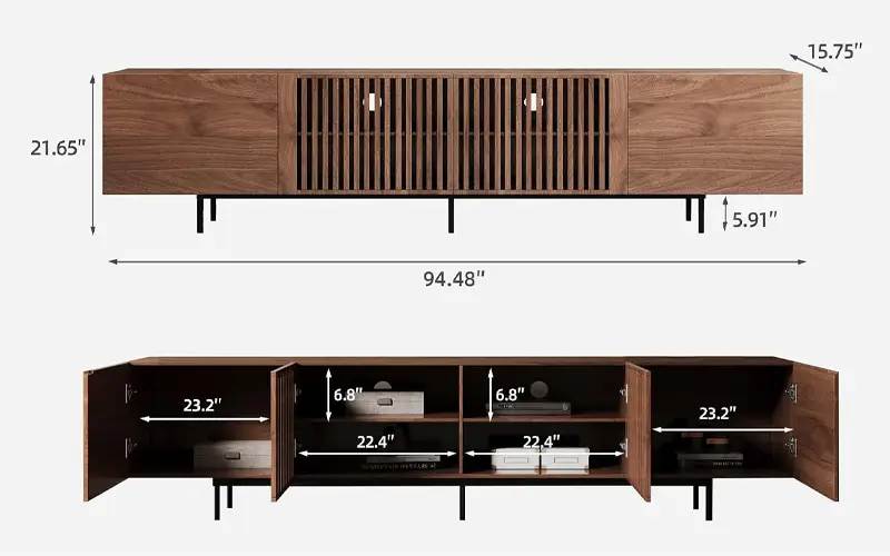 walnut finish two piece living room furniture set with storage feature 5