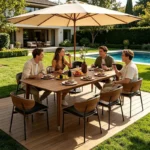 walnut tone mid century modern kitchen table 2